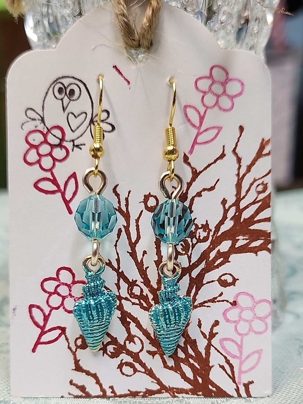 Goldtone & Teal Dangle Earrings!